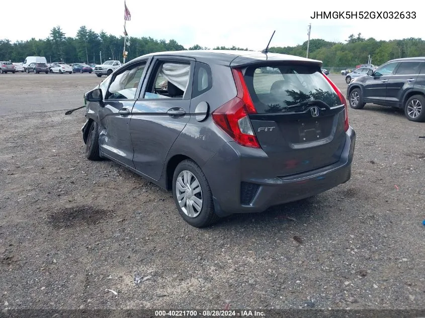 2016 Honda Fit Lx VIN: JHMGK5H52GX032633 Lot: 40221700