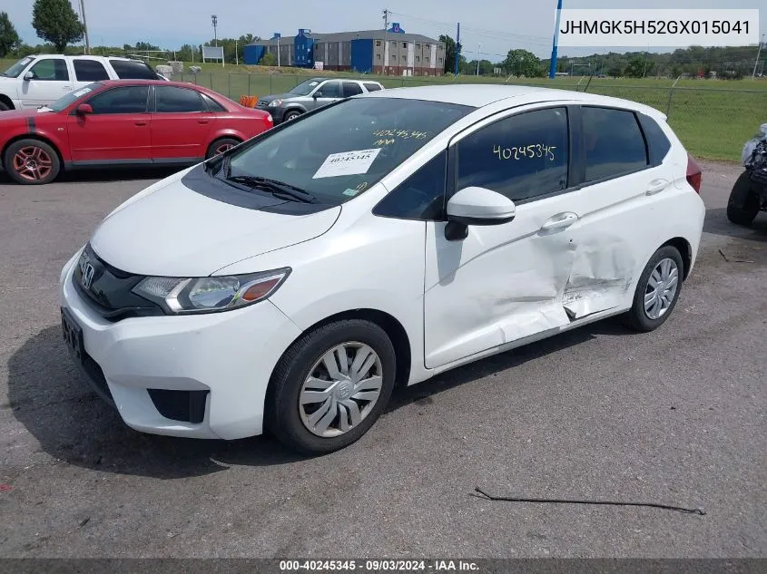 2016 Honda Fit Lx VIN: JHMGK5H52GX015041 Lot: 40245345