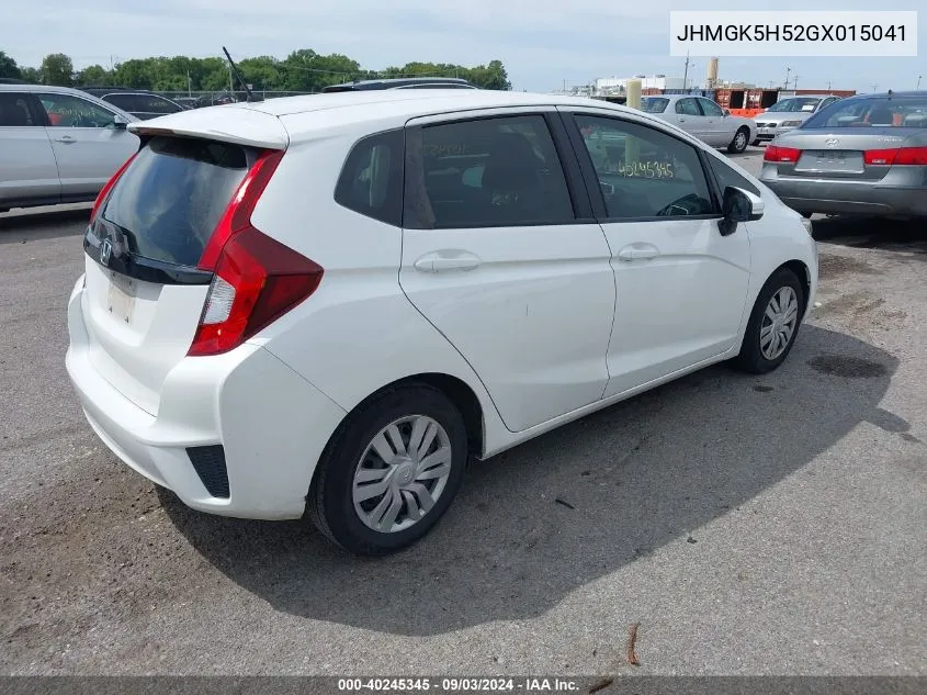 2016 Honda Fit Lx VIN: JHMGK5H52GX015041 Lot: 40245345