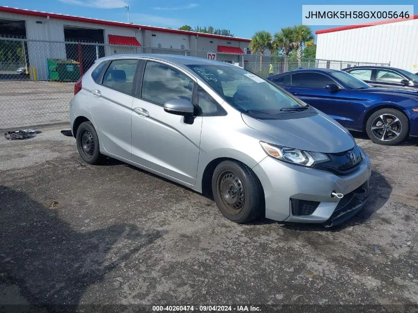 2016 Honda Fit Lx VIN: JHMGK5H58GX005646 Lot: 40260474