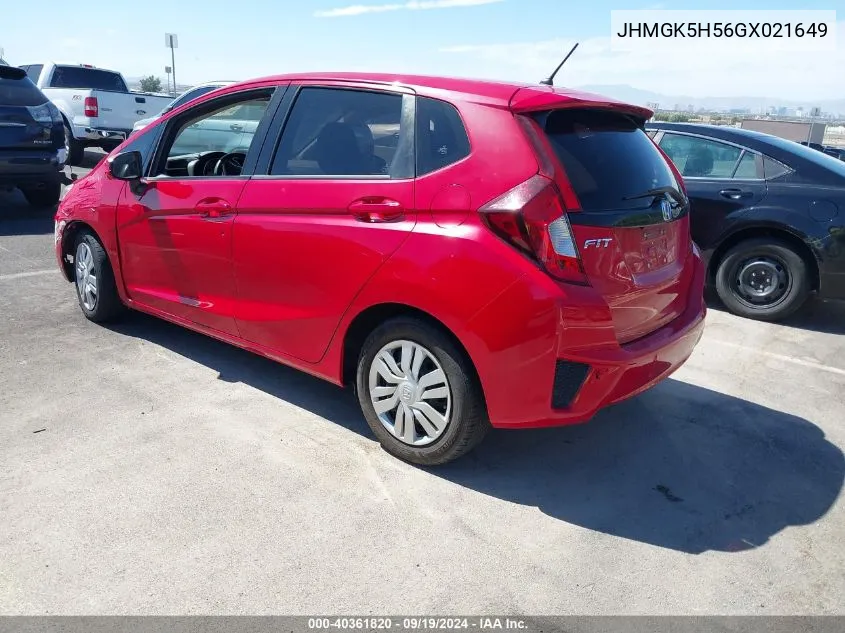 2016 Honda Fit Lx VIN: JHMGK5H56GX021649 Lot: 40361820