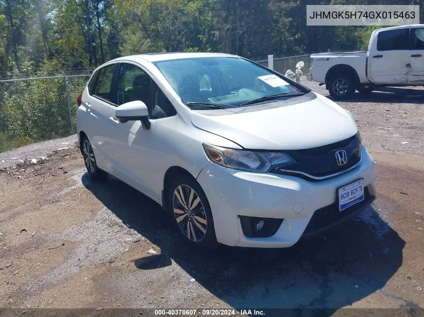 2016 Honda Fit Ex VIN: JHMGK5H74GX015463 Lot: 40378607