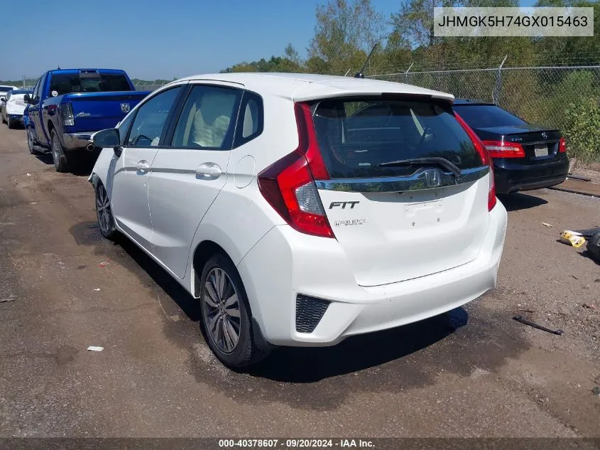 2016 Honda Fit Ex VIN: JHMGK5H74GX015463 Lot: 40378607