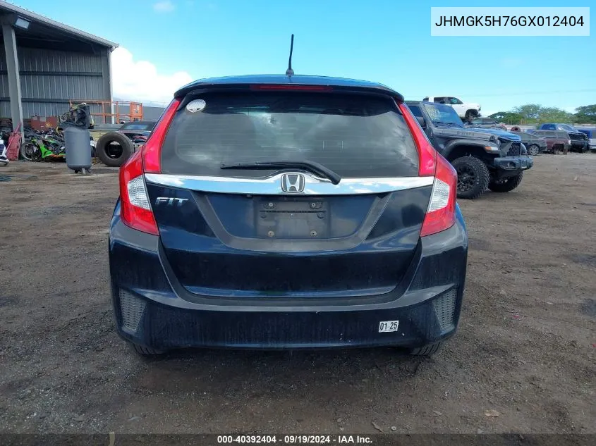 2016 Honda Fit Ex VIN: JHMGK5H76GX012404 Lot: 40392404