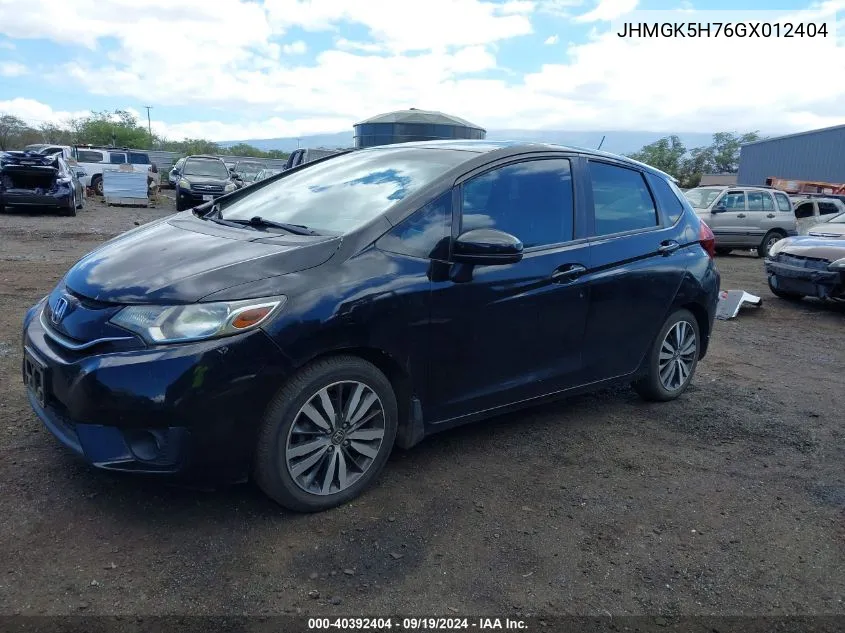 2016 Honda Fit Ex VIN: JHMGK5H76GX012404 Lot: 40392404