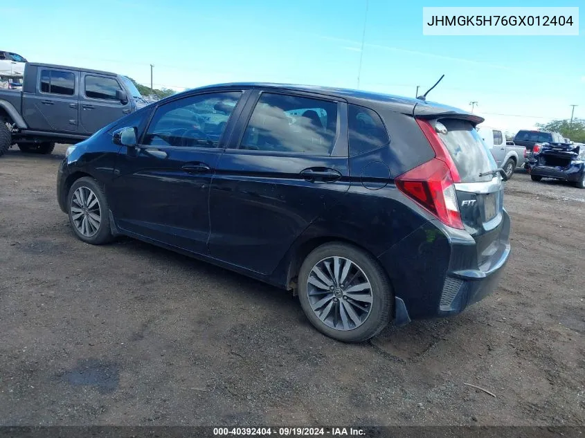 2016 Honda Fit Ex VIN: JHMGK5H76GX012404 Lot: 40392404