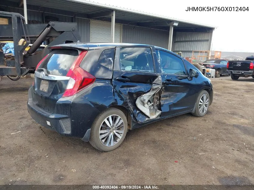 2016 Honda Fit Ex VIN: JHMGK5H76GX012404 Lot: 40392404