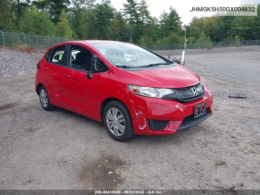 2016 Honda Fit Lx VIN: JHMGK5H50GX004832 Lot: 40410049