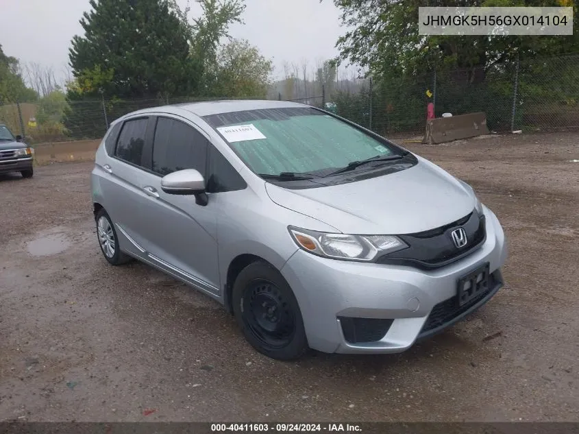 2016 Honda Fit Lx VIN: JHMGK5H56GX014104 Lot: 40411603