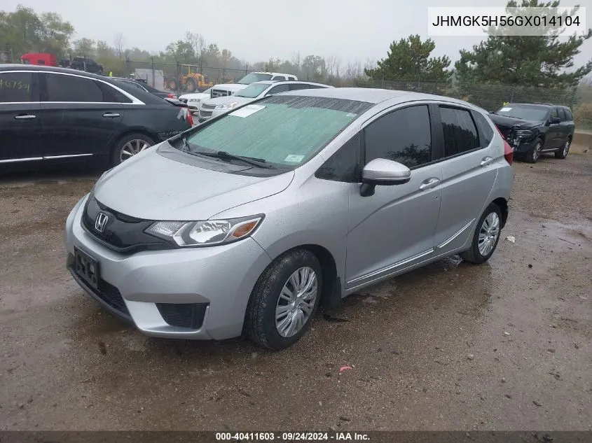 2016 Honda Fit Lx VIN: JHMGK5H56GX014104 Lot: 40411603