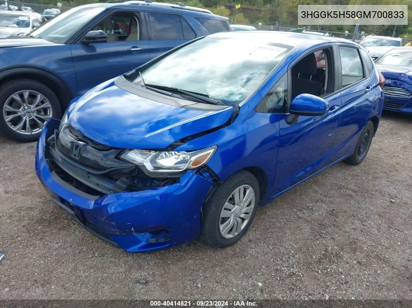 2016 Honda Fit Lx VIN: 3HGGK5H58GM700833 Lot: 40414821