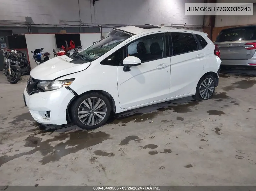 2016 Honda Fit Ex VIN: JHMGK5H77GX036243 Lot: 40449506