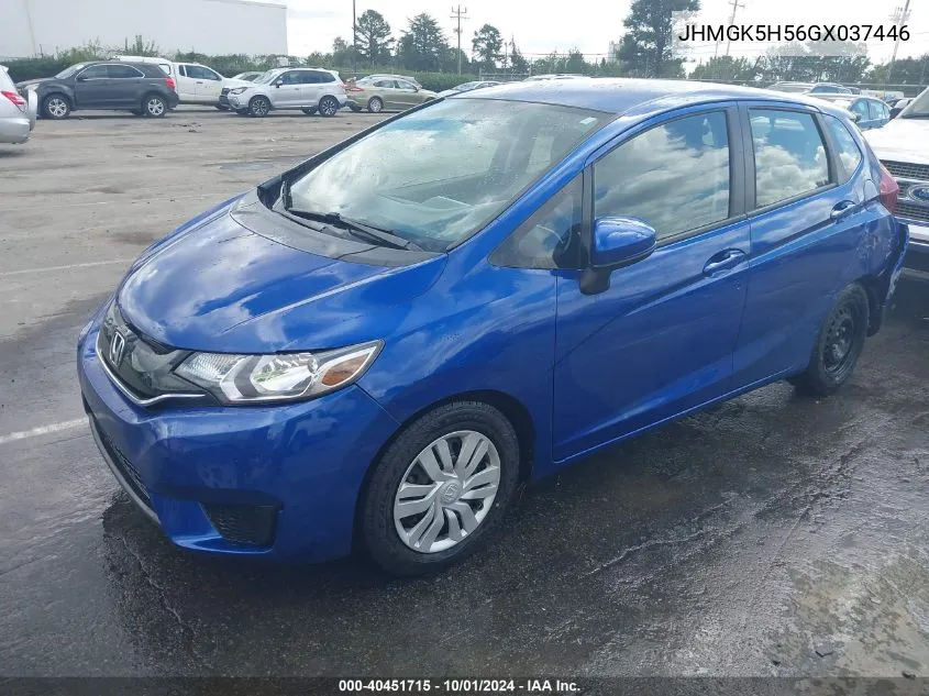 2016 Honda Fit Lx VIN: JHMGK5H56GX037446 Lot: 40451715