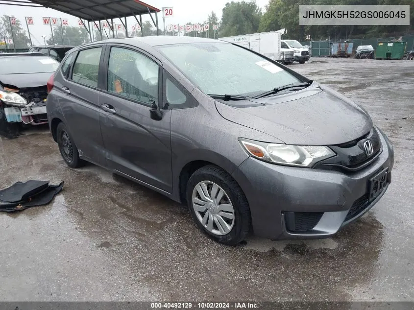 2016 Honda Fit Lx VIN: JHMGK5H52GS006045 Lot: 40492129