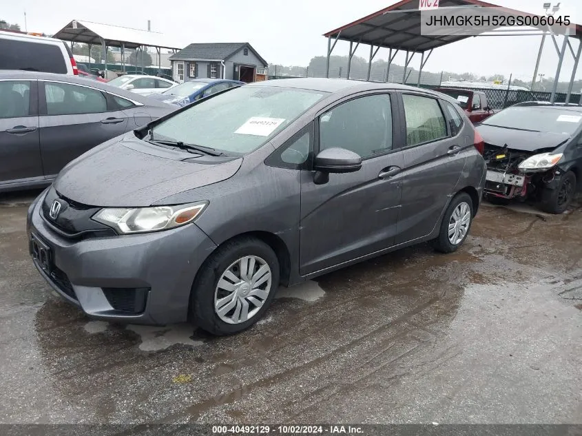 2016 Honda Fit Lx VIN: JHMGK5H52GS006045 Lot: 40492129