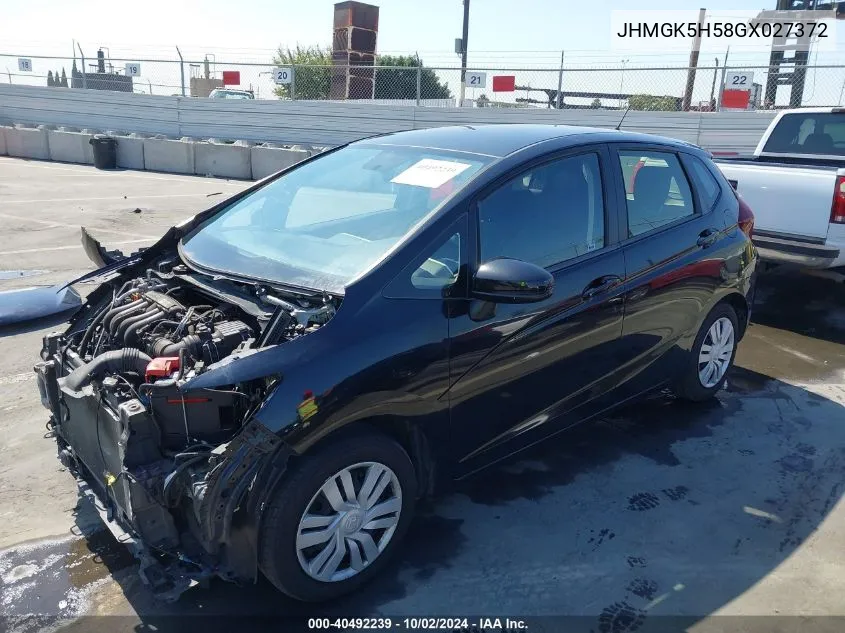 2016 Honda Fit Lx VIN: JHMGK5H58GX027372 Lot: 40492239