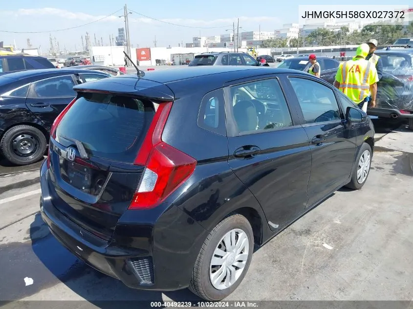 2016 Honda Fit Lx VIN: JHMGK5H58GX027372 Lot: 40492239