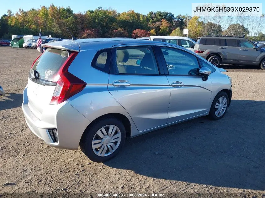 2016 Honda Fit Lx VIN: JHMGK5H53GX029370 Lot: 40534028