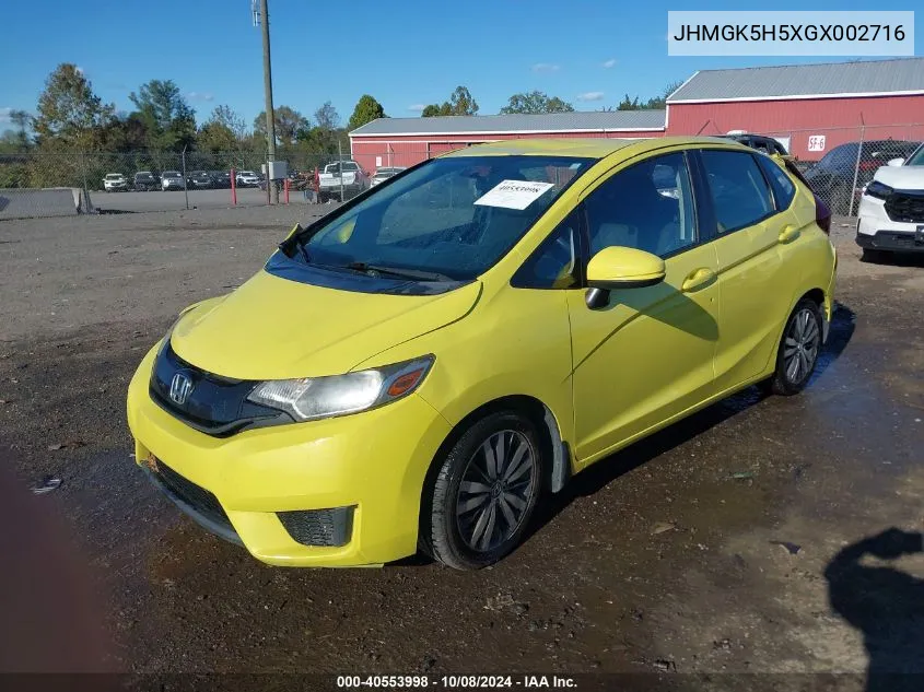 2016 Honda Fit Lx VIN: JHMGK5H5XGX002716 Lot: 40553998