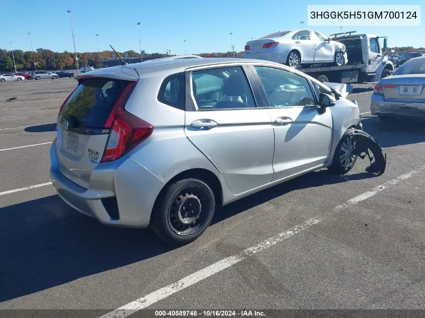 2016 Honda Fit Lx VIN: 3HGGK5H51GM700124 Lot: 40589748