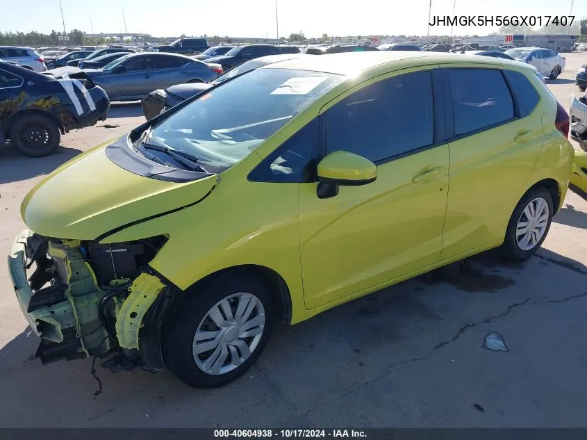 2016 Honda Fit Lx VIN: JHMGK5H56GX017407 Lot: 40604938