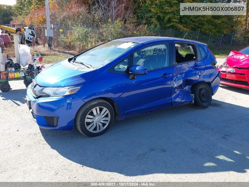 2016 Honda Fit Lx VIN: JHMGK5H50GX006807 Lot: 40615821