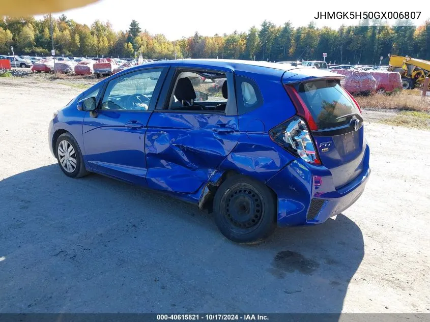 2016 Honda Fit Lx VIN: JHMGK5H50GX006807 Lot: 40615821