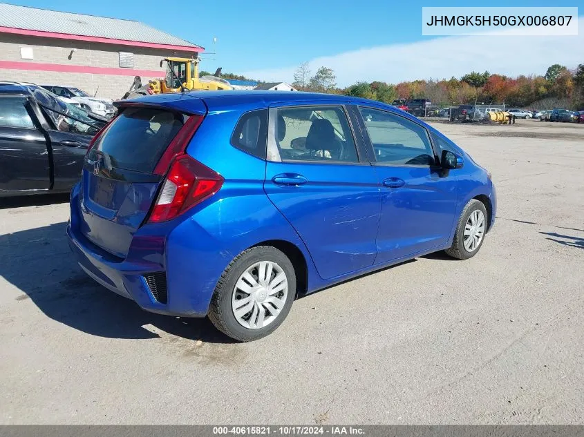 2016 Honda Fit Lx VIN: JHMGK5H50GX006807 Lot: 40615821