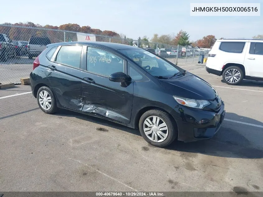 2016 Honda Fit Lx VIN: JHMGK5H50GX006516 Lot: 40679640