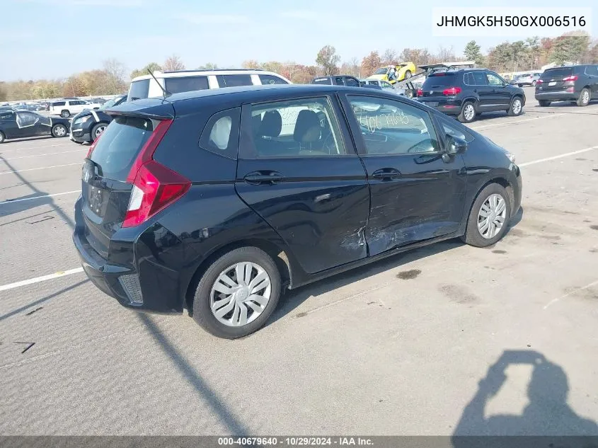 2016 Honda Fit Lx VIN: JHMGK5H50GX006516 Lot: 40679640