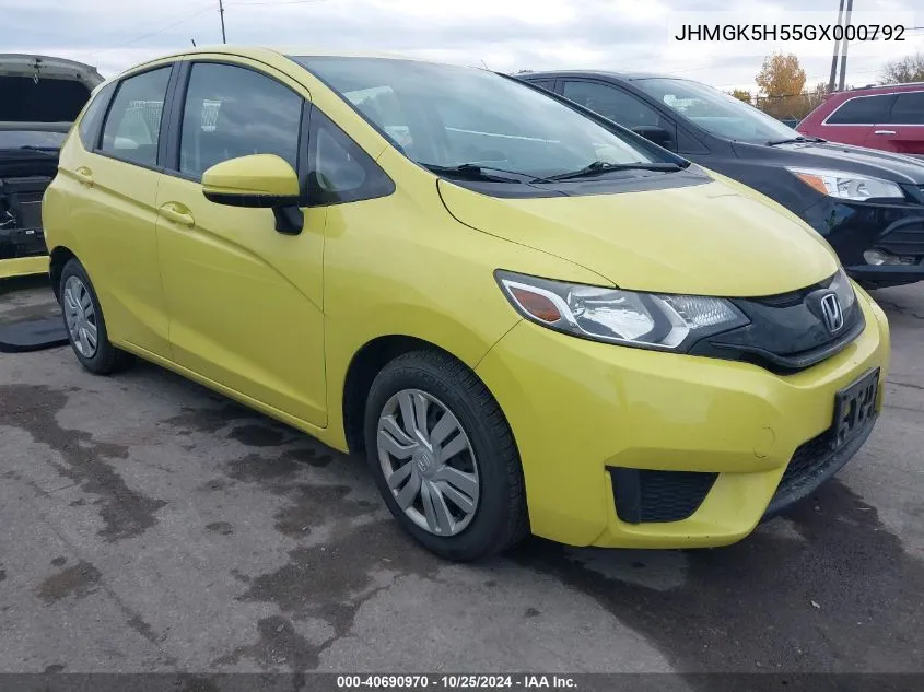 2016 Honda Fit Lx VIN: JHMGK5H55GX000792 Lot: 40690970