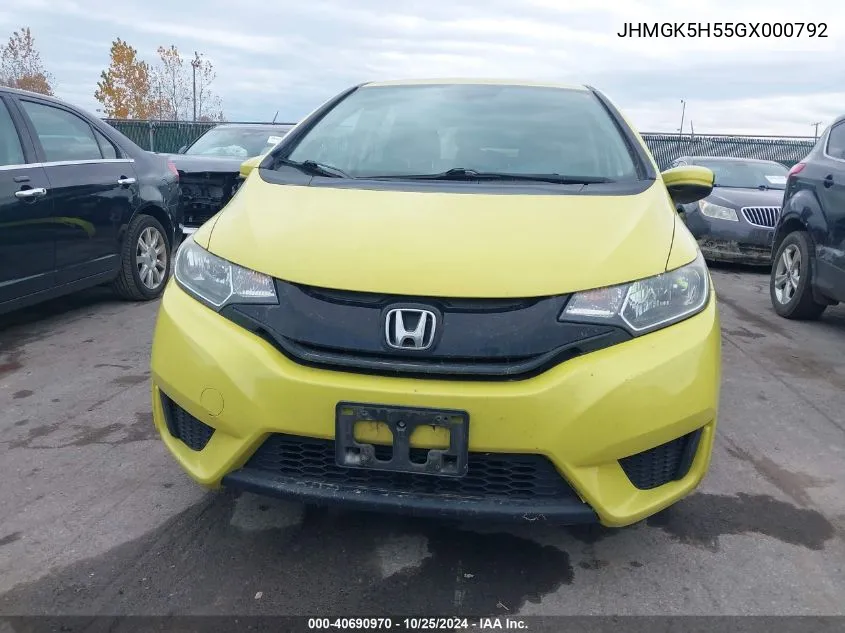 2016 Honda Fit Lx VIN: JHMGK5H55GX000792 Lot: 40690970