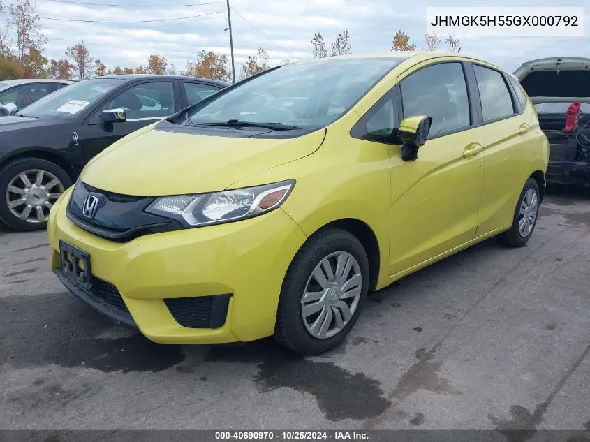 JHMGK5H55GX000792 2016 Honda Fit Lx