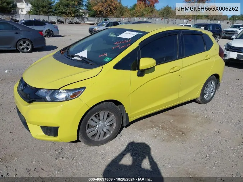 2016 Honda Fit Lx VIN: JHMGK5H56GX006262 Lot: 40697609