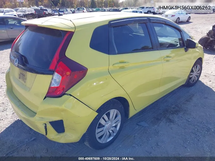 2016 Honda Fit Lx VIN: JHMGK5H56GX006262 Lot: 40697609