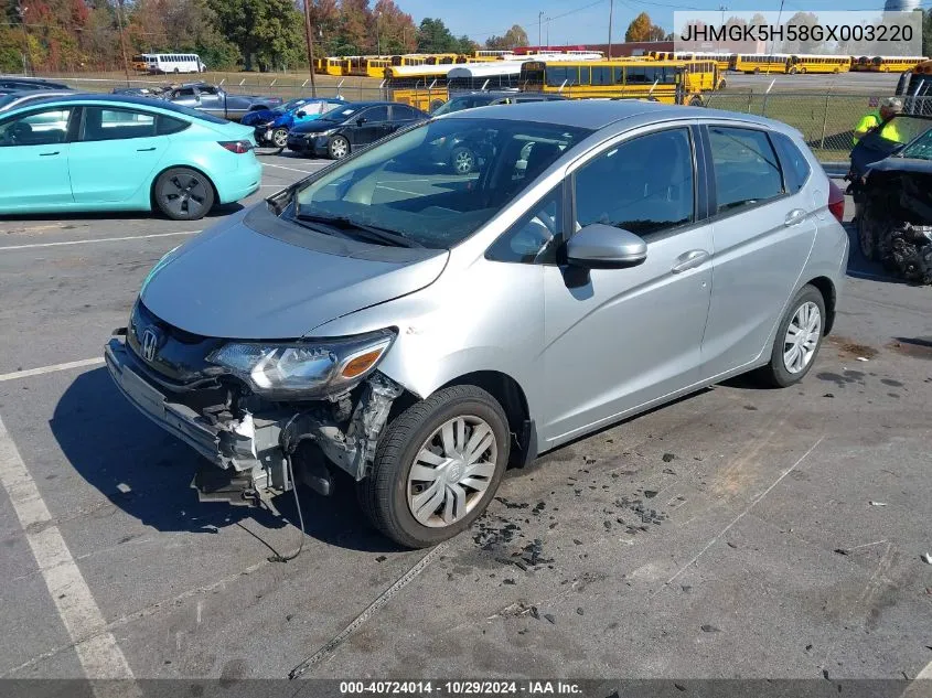 2016 Honda Fit Lx VIN: JHMGK5H58GX003220 Lot: 40724014