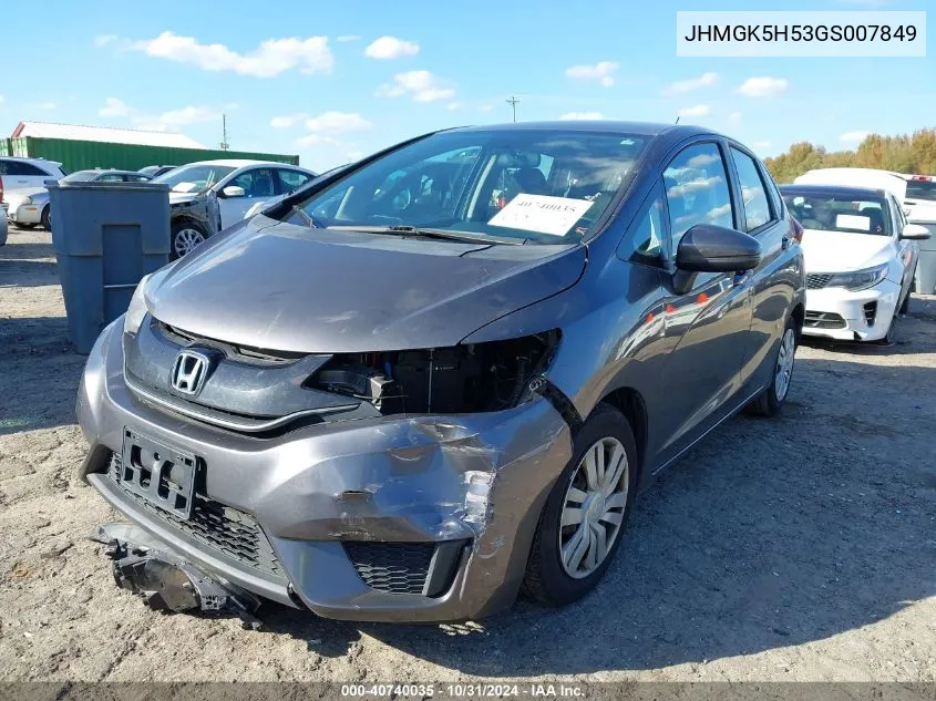 2016 Honda Fit Lx VIN: JHMGK5H53GS007849 Lot: 40740035