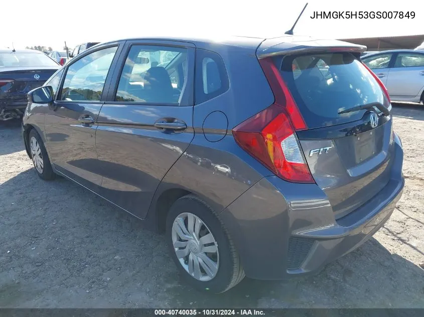 2016 Honda Fit Lx VIN: JHMGK5H53GS007849 Lot: 40740035