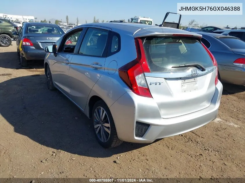 2016 Honda Fit Ex VIN: JHMGK5H76GX046388 Lot: 40755507