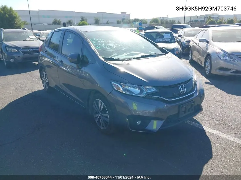 2016 Honda Fit Ex-L VIN: 3HGGK5H92GM703746 Lot: 40756044