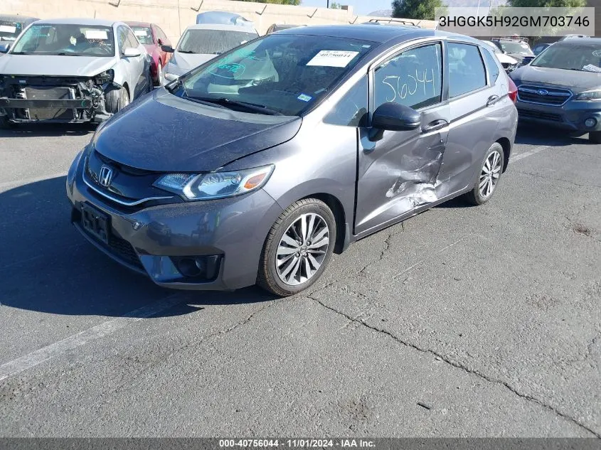 2016 Honda Fit Ex-L VIN: 3HGGK5H92GM703746 Lot: 40756044