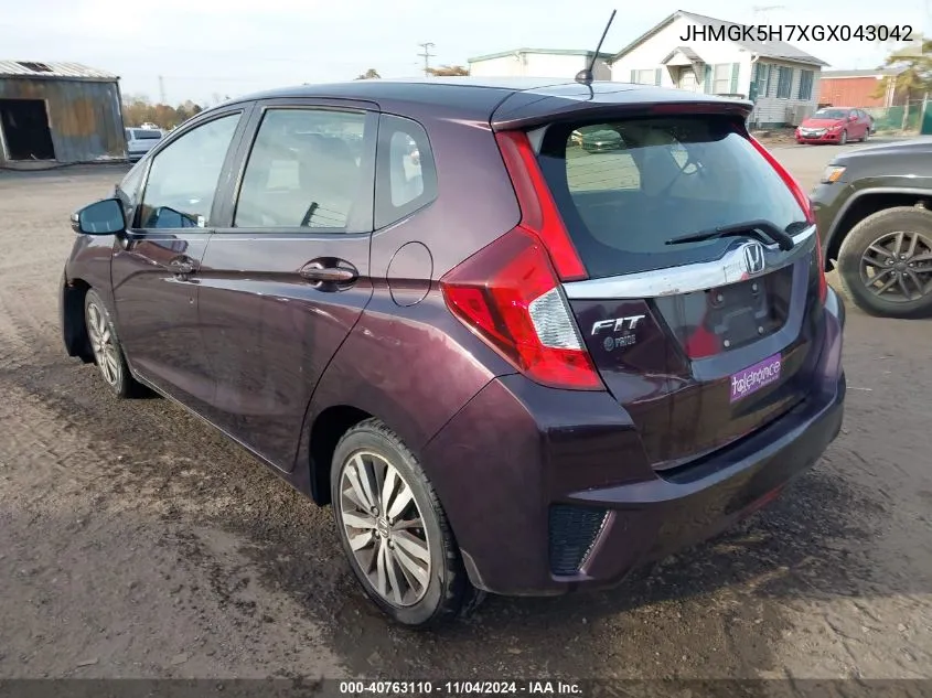 2016 Honda Fit Ex VIN: JHMGK5H7XGX043042 Lot: 40763110