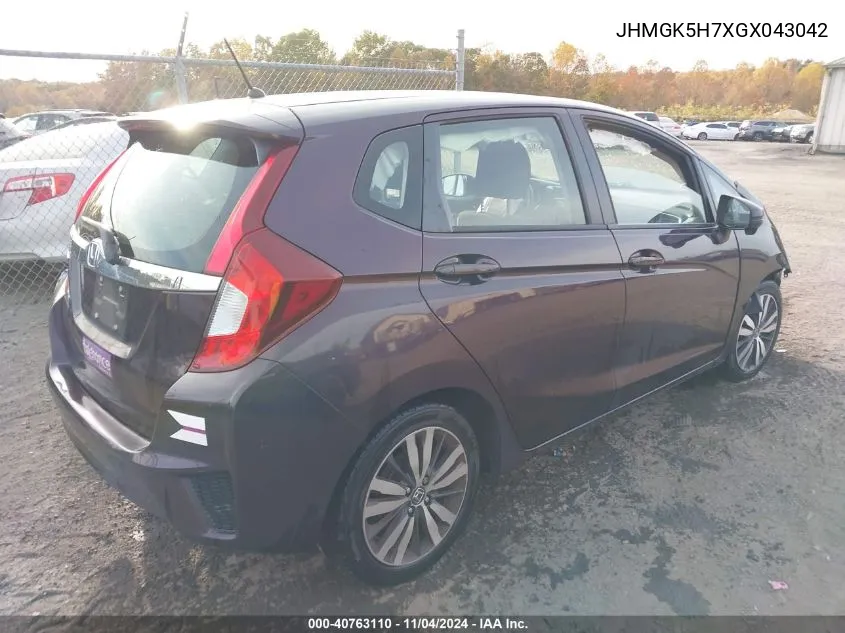 2016 Honda Fit Ex VIN: JHMGK5H7XGX043042 Lot: 40763110