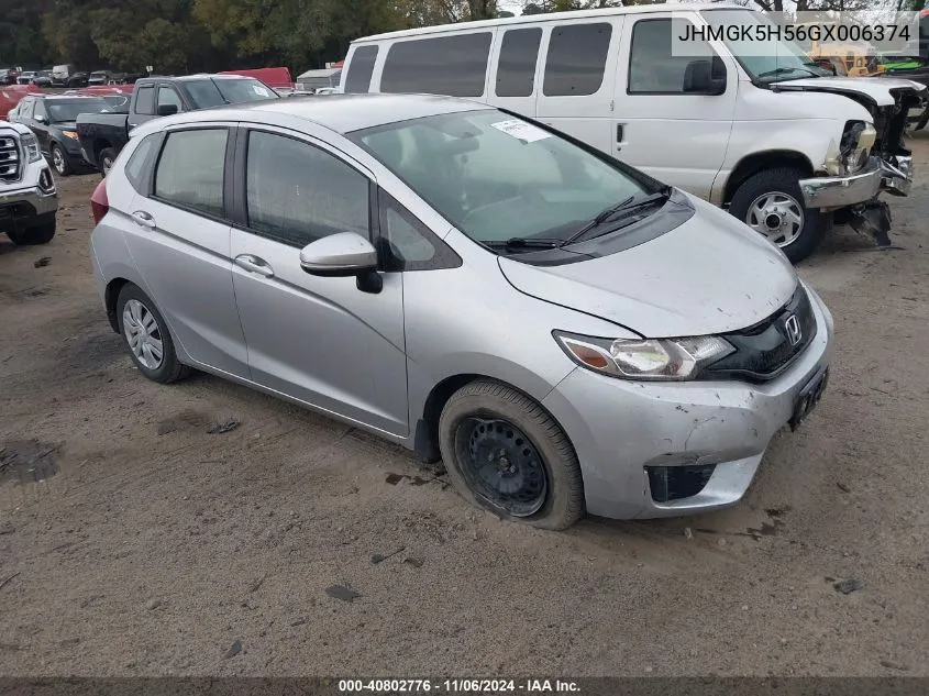 2016 Honda Fit Lx VIN: JHMGK5H56GX006374 Lot: 40802776