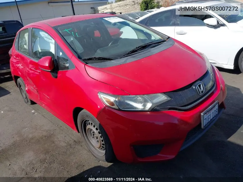 2016 Honda Fit Lx VIN: JHMGK5H57GS007272 Lot: 40823569