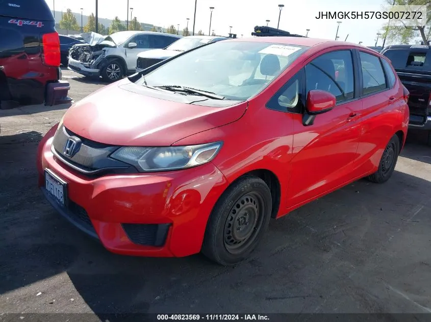 2016 Honda Fit Lx VIN: JHMGK5H57GS007272 Lot: 40823569