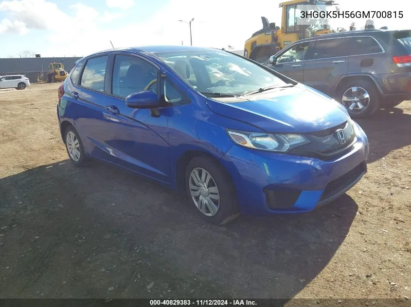 2016 Honda Fit Lx VIN: 3HGGK5H56GM700815 Lot: 40829383