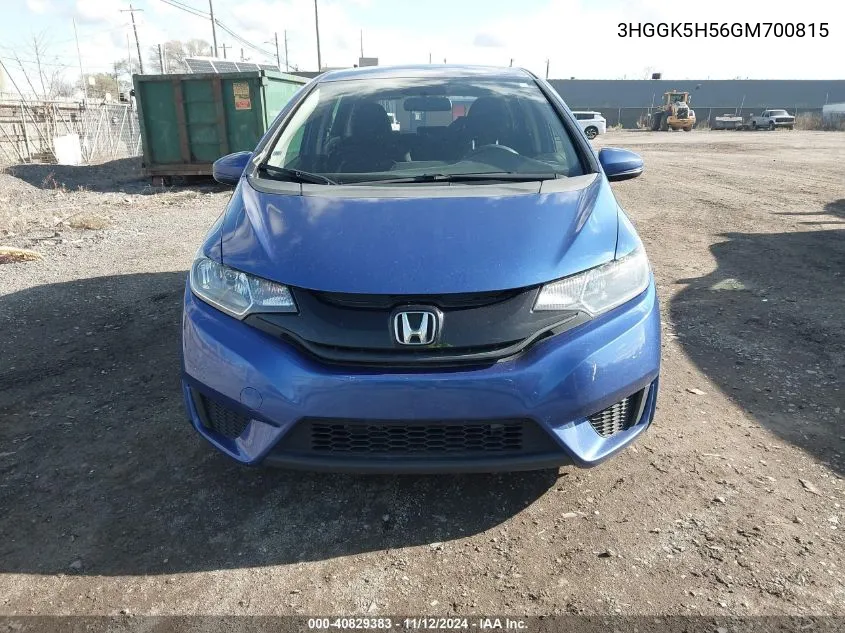 2016 Honda Fit Lx VIN: 3HGGK5H56GM700815 Lot: 40829383