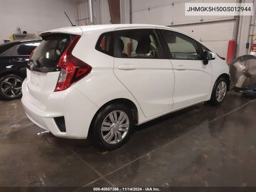 2016 Honda Fit Lx VIN: JHMGK5H50GS012944 Lot: 40857366