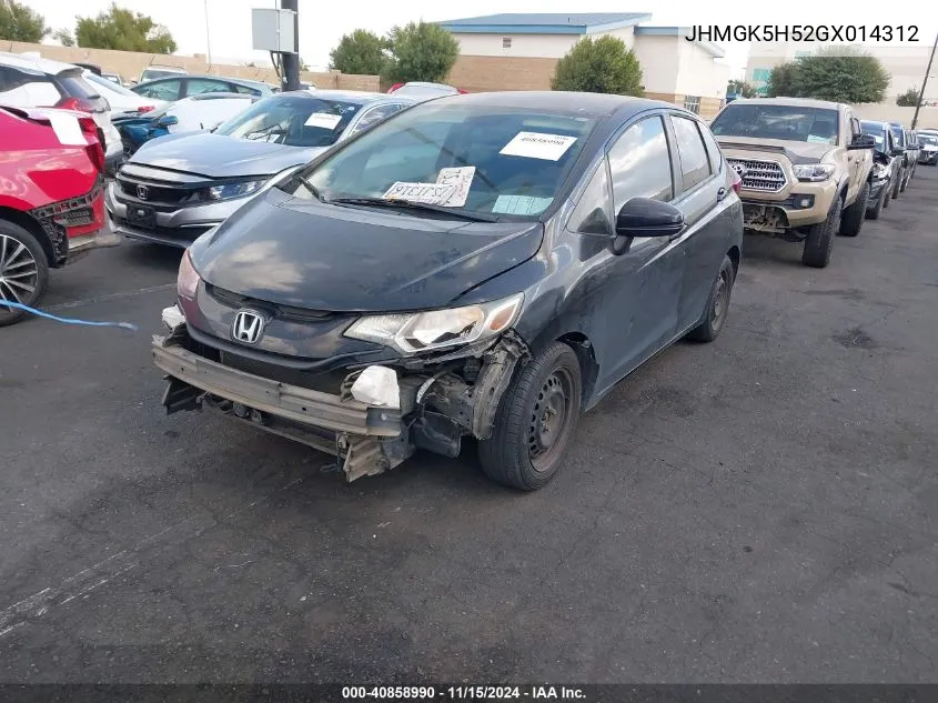 2016 Honda Fit Lx VIN: JHMGK5H52GX014312 Lot: 40858990